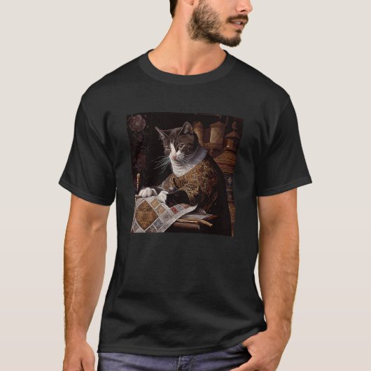 猫のキルティングのクリスチャン Tシャツ (正面)