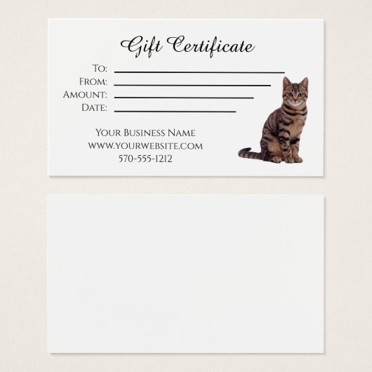猫のギフト券 (正面&裏面)