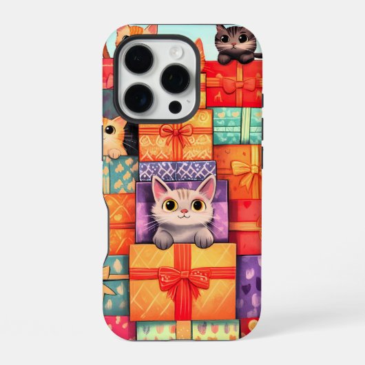 猫のギフト 誕生日タワー iPhoneケース (裏面)