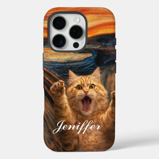 猫のギャグアート「叫び」パロディ Case-Mate iPhoneケース (裏面)