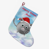 猫のクリスマスのストッキング ラージクリスマスストッキング (正面 (吊り時))
