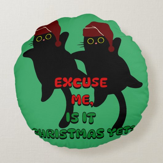 猫のクリスマスまだクリスマスか? ラウンドクッション (裏面)