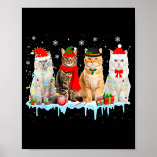 猫のクリスマスイルミネーション サンタ トナカイ クリスマスキット ポスター