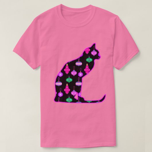 猫のクリスマスオーナメント Tシャツ (デザイン正面)