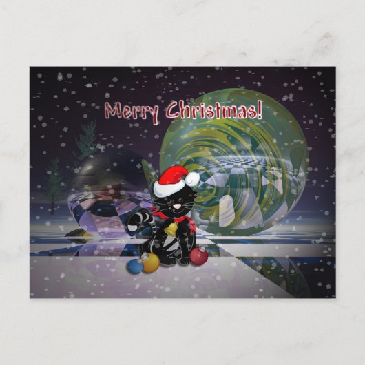 猫のクリスマスカード シーズンポストカード (正面)