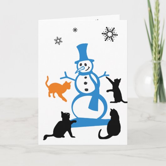 猫のクリスマスカード "冬のワンダーランドを歩く" シーズンカード (正面)