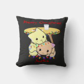 猫のクリスマスギフトパーソナライズされた名 クッション (正面)