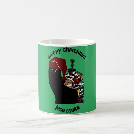 猫のクリスマスギフトパーソナライズされた名 コーヒーマグカップ (中央)