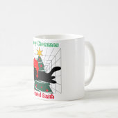 猫のクリスマスギフトパーソナライズされた名 コーヒーマグカップ (正面右)