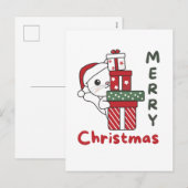 猫のクリスマスギフト冬の動物猫たち シーズンポストカード (正面/裏面)