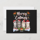 猫のクリスマスサンタ帽子おかしいメリーキャットマス シーズンカード (裏面)