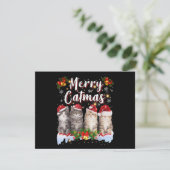 猫のクリスマスサンタ帽子おかしいメリーキャットマス シーズンカード (スタンド正面)