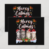 猫のクリスマスサンタ帽子おかしいメリーキャットマス シーズンカード (正面/裏面)