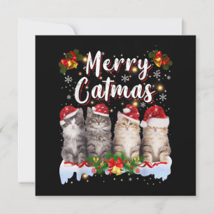猫のクリスマスサンタ帽子おかしいメリーキャットマス 招待状