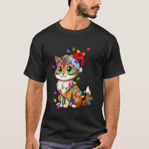 猫のクリスマスサンタ帽子 子猫愛好家 楽しいXmasパジャマ Tシャツ