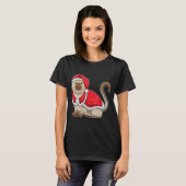 猫のクリスマスサンタ帽子 Tシャツ (正面フル)