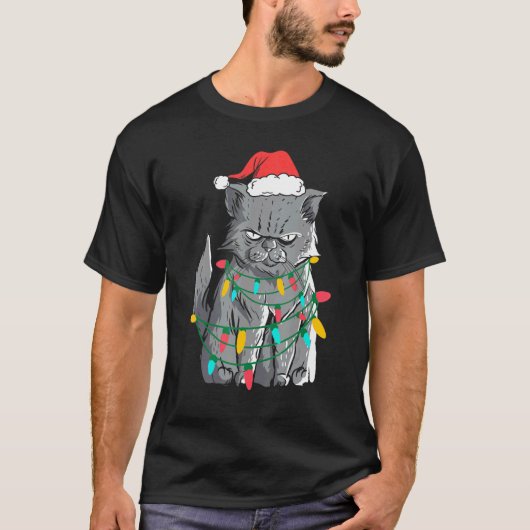 猫のクリスマスセーター ださいクリスマスセーター クリ Tシャツ (正面)