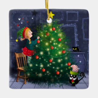 猫のクリスマスチャオス セラミックオーナメント