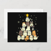 猫のクリスマスツリープレゼント、猫好きのデコレーション ポストカード (正面/裏面)