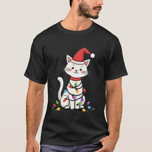 猫のクリスマスツリー クリスマス (1) Tシャツ (正面)