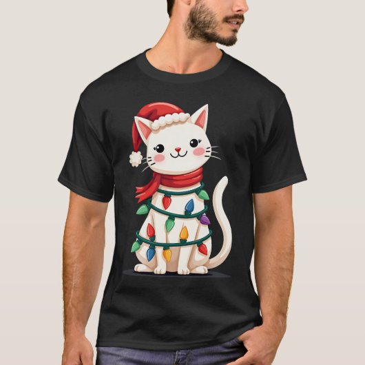 猫のクリスマスツリー クリスマス (1) Tシャツ (正面)