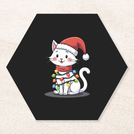 猫のクリスマスツリー クリスマス (3) ペーパーコースター (正面)