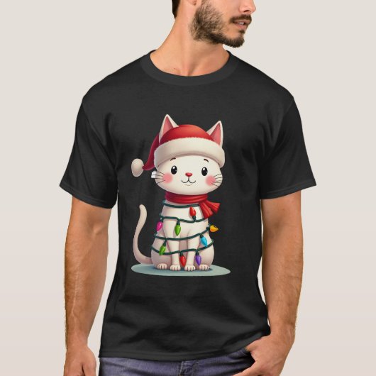 猫のクリスマスツリー クリスマス (3) Tシャツ (正面)