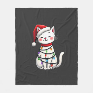 猫のクリスマスツリー クリスマス (5) フリースブランケット