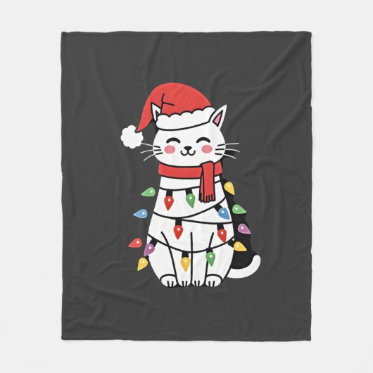 猫のクリスマスツリー クリスマス (7) フリースブランケット (正面)