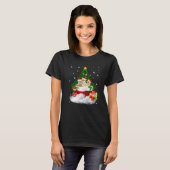 猫のクリスマスツリー 子猫のXmasライトと装飾 Tシャツ (正面フル)