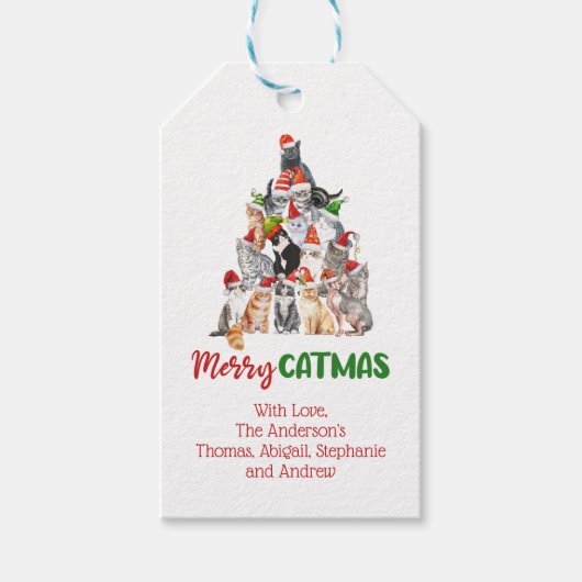 猫のクリスマスツリー 猫好き 猫の飼い主 ギフトタグ (正面)