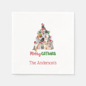 猫のクリスマスツリー 猫好き 猫飼い主 クリスマス スタンダードカクテルナプキン (正面)