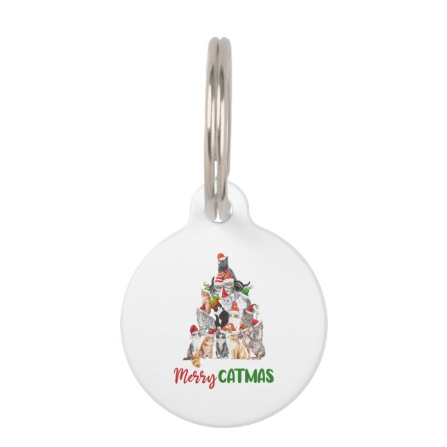 猫のクリスマスツリー 猫好き 猫飼い クリスマス 猫 ペット　ネームタグ (正面)
