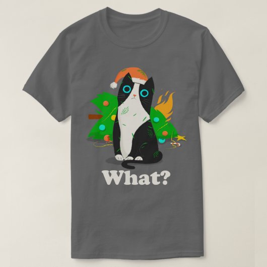 猫のクリスマスツリー Tシャツ (デザイン正面)