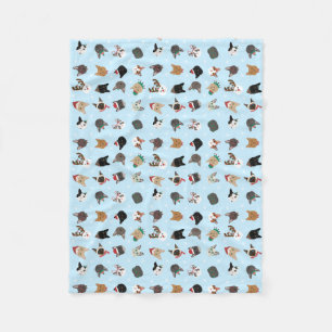 猫のクリスマスパターン フリースブランケット