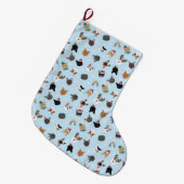 猫のクリスマスパターン ラージクリスマスストッキング (正面 (吊り時))