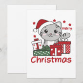 猫のクリスマスプレゼント 冬の動物 ネコ シーズンカード (正面/裏面)
