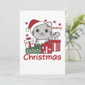 猫のクリスマスプレゼント 冬の動物 ネコ シーズンカード (スタンド正面)