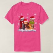 猫のクリスマス猫と猫の恋人クリスマスSno Tシャツ (デザイン正面)