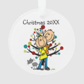 猫のクリスマス飾り付き人形カップル オーナメント (裏面)