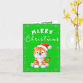 猫のクリスマス カード (黄色い花)