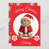 猫のクリスマス カード - 名前と写真をカスタマイズ (正面/裏面)