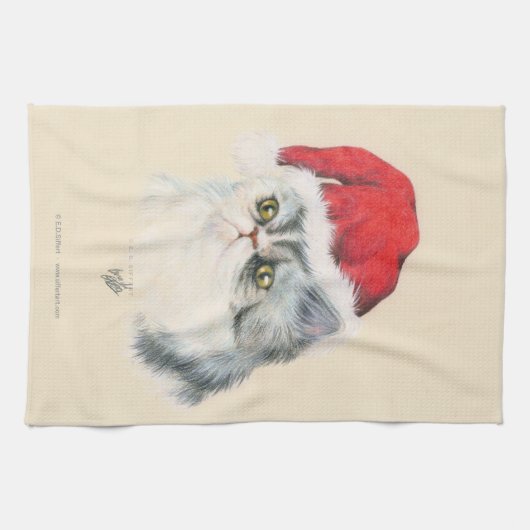 猫のクリスマス キッチンタオル (横)