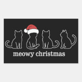 猫のクリスマス キャットマス 子猫 サンタクロース 長方形シール (正面)