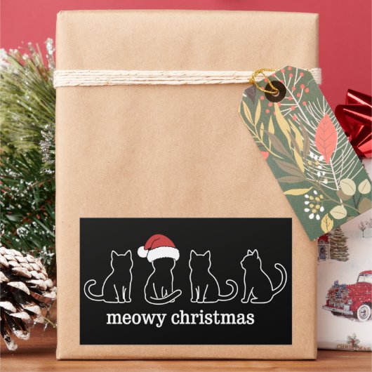 猫のクリスマス キャットマス 子猫 サンタクロース 長方形シール (クリスマス)