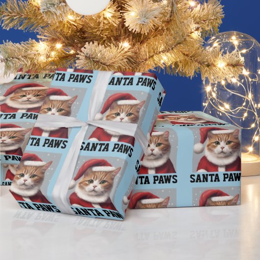 猫のクリスマス、サンタの足おもしろい ラッピングペーパー (クリスマス)
