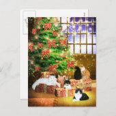 猫のクリスマス シーズンポストカード (正面/裏面)