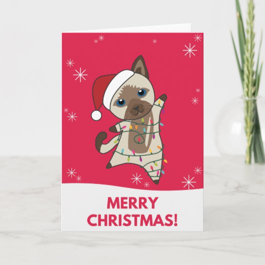猫のクリスマス スノー ウィンター 動物 猫 カード (正面)