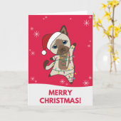 猫のクリスマス スノー ウィンター 動物 猫 カード (黄色い花)