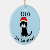 猫のクリスマス セラミックオーナメント (右)